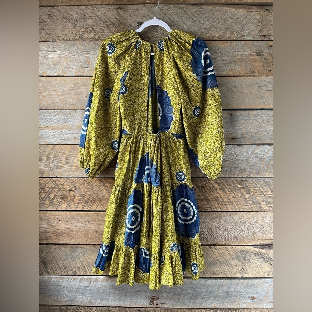 Ulla Johnson Sz 2 Emelyn 100% Cotton Dress Puff Sleeve Bold Print Wedding Event - Picture 5 of 16